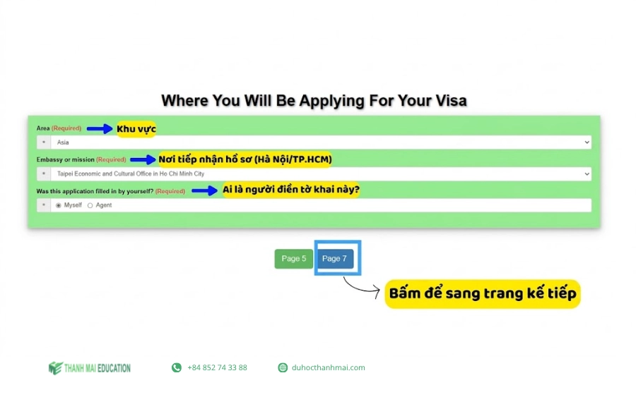 Giao diện bước 7 hệ thống khai Visa trực tuyến của Cục Lãnh sự Đài Loan