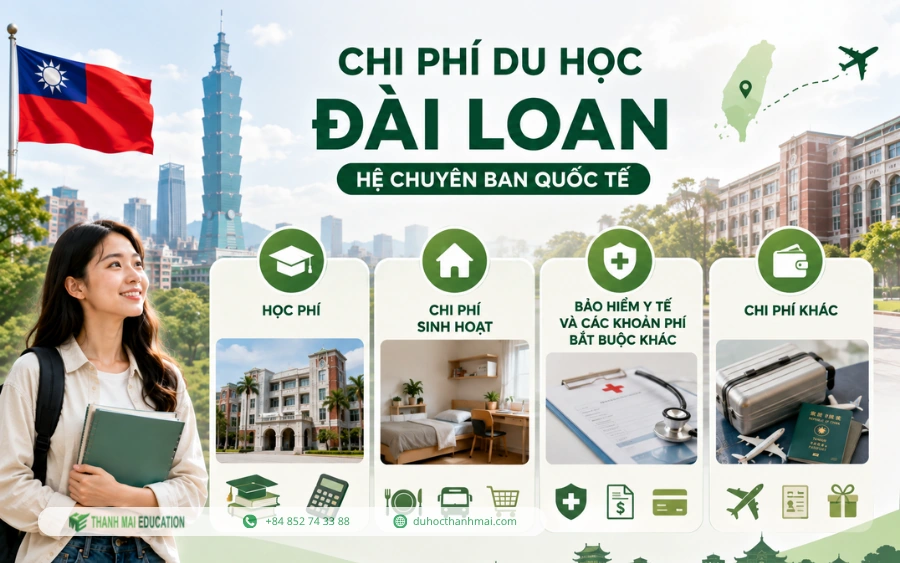 Chi phí du học Đài Loan hệ chuyên ban quốc tế