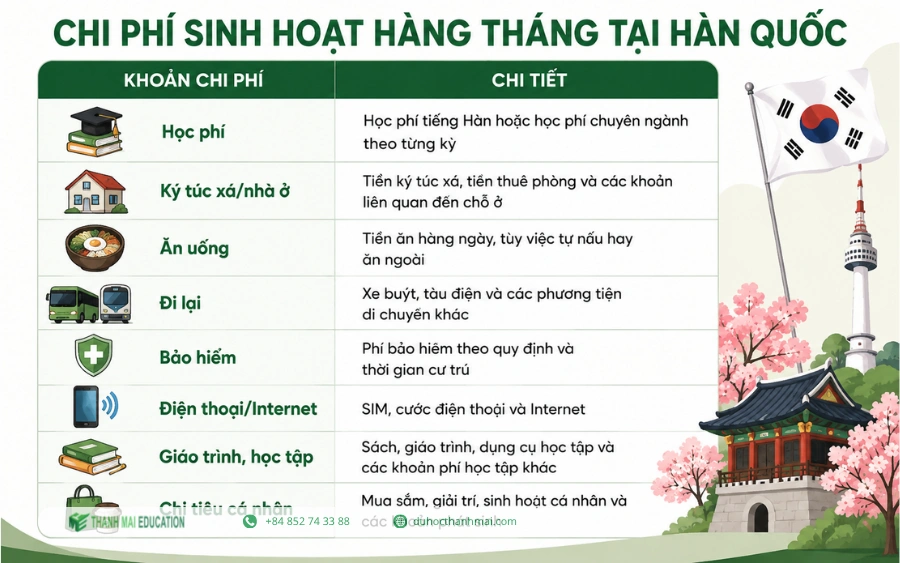 Chi phí du học Hàn Quốc