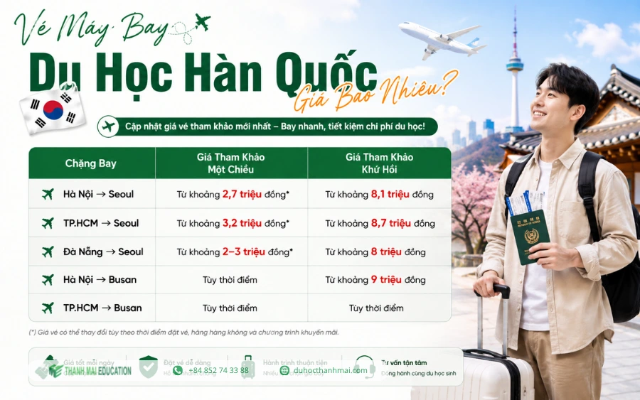 Vé máy bay du học Hàn Quốc